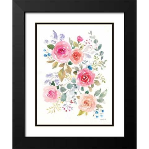 Lush Roses II Black Modern Wood Framed Art Print with Double Matting by Nai, Danhui