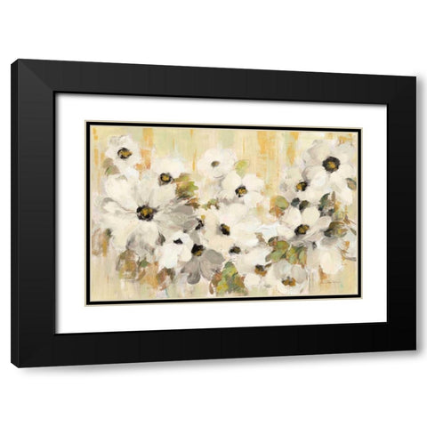 White and Green Bloom Black Modern Wood Framed Art Print with Double Matting by Vassileva, Silvia