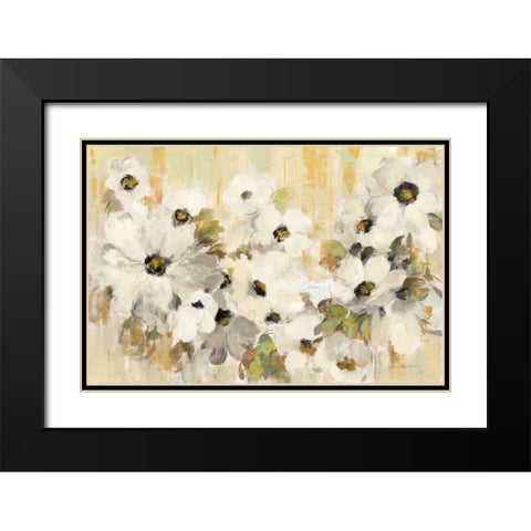 White and Green Bloom Black Modern Wood Framed Art Print with Double Matting by Vassileva, Silvia