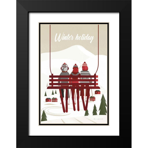 Winter Holiday Red Black Modern Wood Framed Art Print with Double Matting by Escalante, Omar