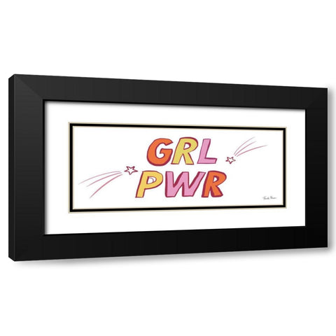Girl Power Black Modern Wood Framed Art Print with Double Matting by Zaman, Farida