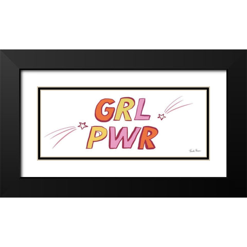 Girl Power Black Modern Wood Framed Art Print with Double Matting by Zaman, Farida