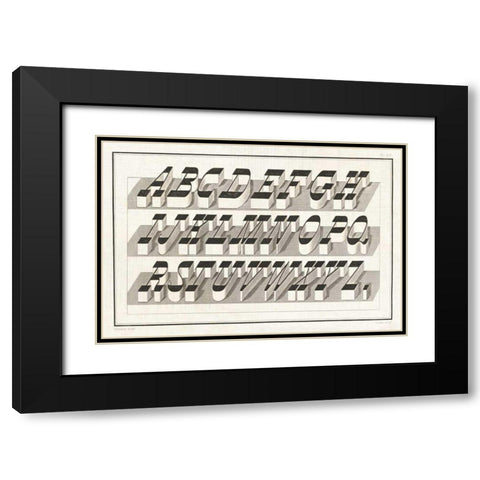 Bold Alphabet Black Modern Wood Framed Art Print with Double Matting by Wild Apple Portfolio