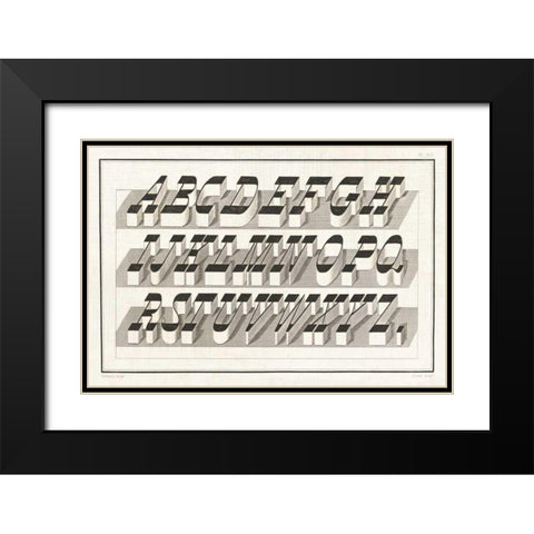 Bold Alphabet Black Modern Wood Framed Art Print with Double Matting by Wild Apple Portfolio