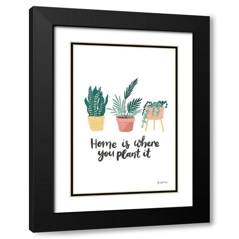Plant It Retro Black Modern Wood Framed Art Print with Double Matting by Thorns, Becky