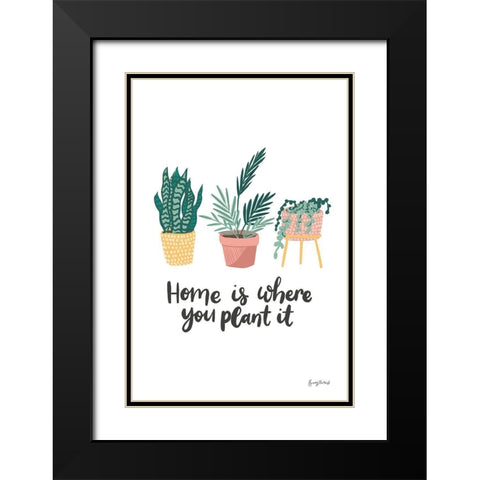 Plant It Retro Black Modern Wood Framed Art Print with Double Matting by Thorns, Becky