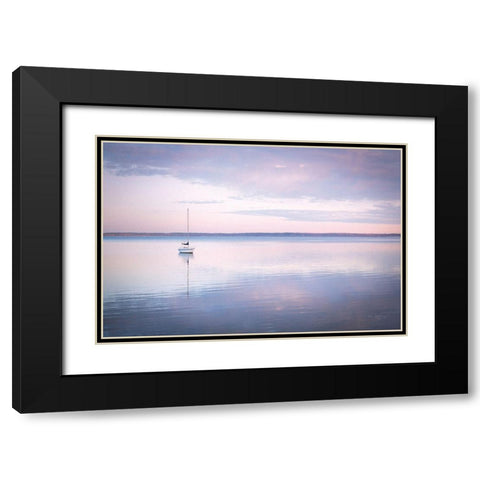 Sailboat in Bellingham Bay I Vignette Black Modern Wood Framed Art Print with Double Matting by Majchrowicz, Alan
