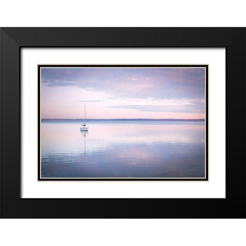 Sailboat in Bellingham Bay I Vignette Black Modern Wood Framed Art Print with Double Matting by Majchrowicz, Alan