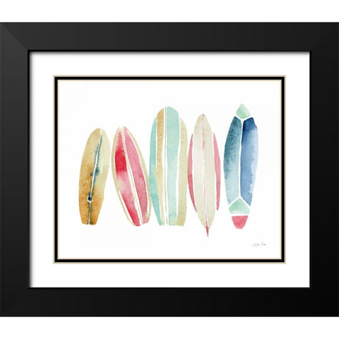Surfboards in a Row Black Modern Wood Framed Art Print with Double Matting by Pete, Katrina