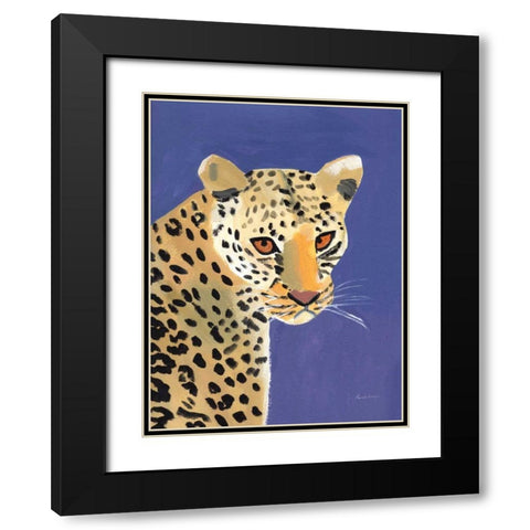 Colorful Cheetah Black Modern Wood Framed Art Print with Double Matting by Munger, Pamela