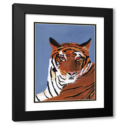 Colorful Tiger Black Modern Wood Framed Art Print with Double Matting by Munger, Pamela