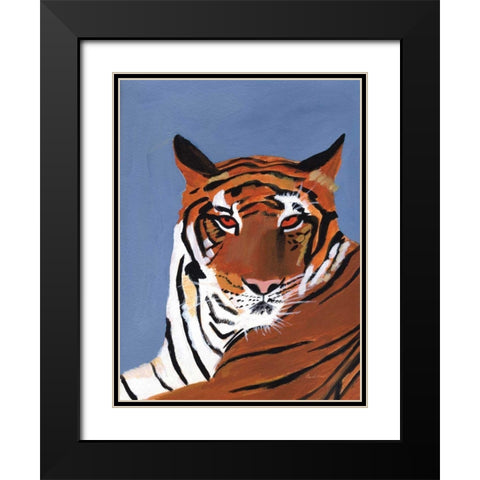 Colorful Tiger Black Modern Wood Framed Art Print with Double Matting by Munger, Pamela