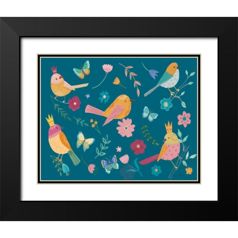 Royal Birds I Blue Black Modern Wood Framed Art Print with Double Matting by Zaman, Farida