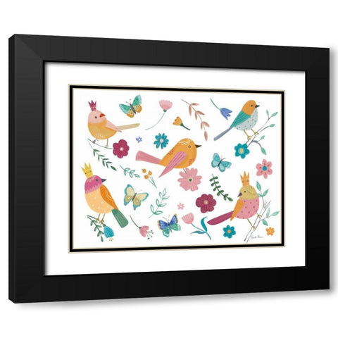 Royal Birds I White Black Modern Wood Framed Art Print with Double Matting by Zaman, Farida