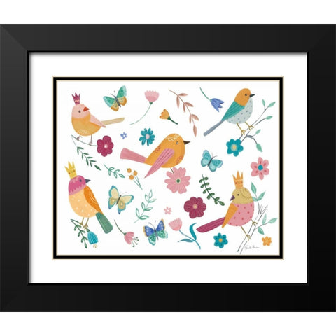 Royal Birds I White Black Modern Wood Framed Art Print with Double Matting by Zaman, Farida