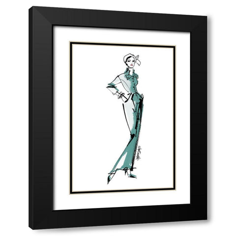 Fifties Fashion III v2 Green Black Modern Wood Framed Art Print with Double Matting by Tavoletti, Anne