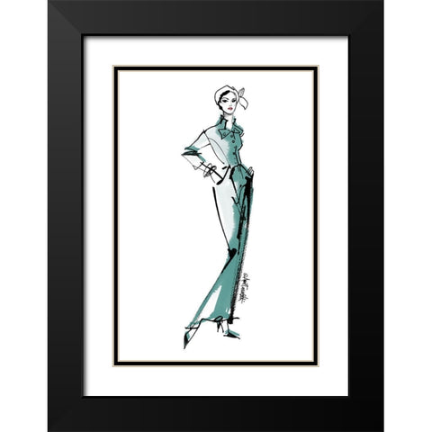 Fifties Fashion III v2 Green Black Modern Wood Framed Art Print with Double Matting by Tavoletti, Anne