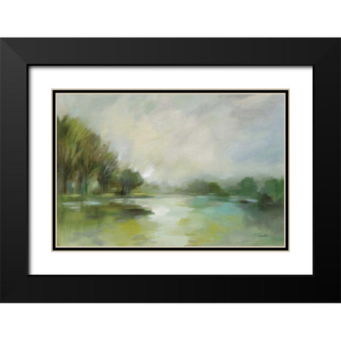 Lakeside Fog Black Modern Wood Framed Art Print with Double Matting by Vassileva, Silvia