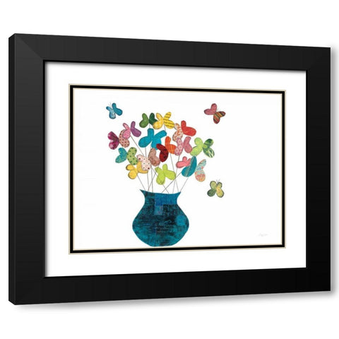 Butterfly Bouquet on White Black Modern Wood Framed Art Print with Double Matting by Prahl, Courtney