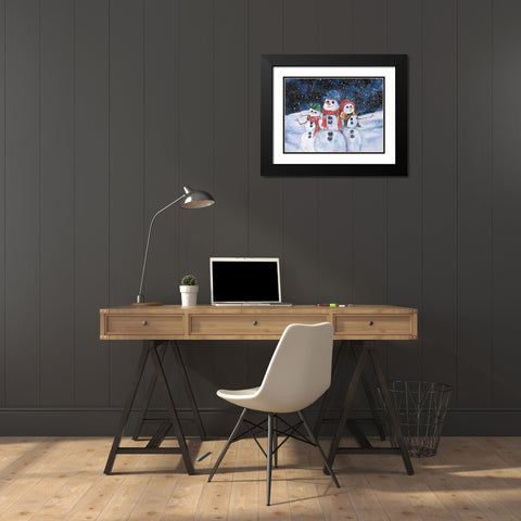 Snowmen Black Modern Wood Framed Art Print with Double Matting by McKenna, Kathleen Parr
