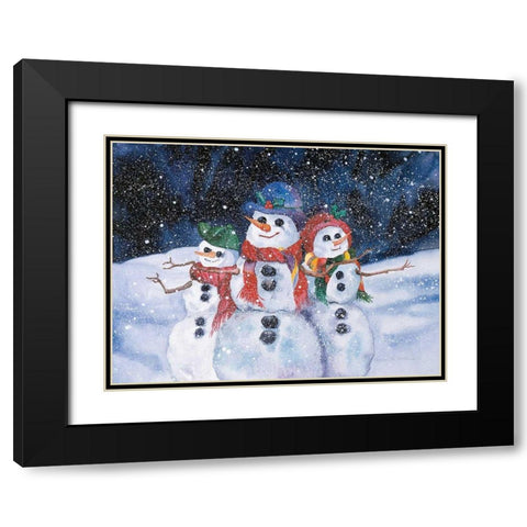Snowmen Black Modern Wood Framed Art Print with Double Matting by McKenna, Kathleen Parr