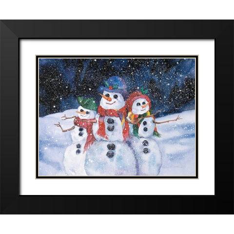 Snowmen Black Modern Wood Framed Art Print with Double Matting by McKenna, Kathleen Parr