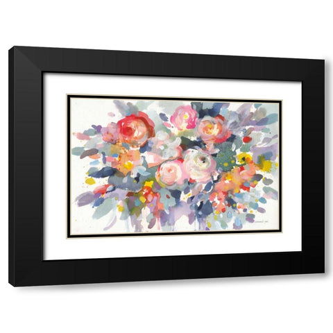 Bloom Burst Black Modern Wood Framed Art Print with Double Matting by Nai, Danhui