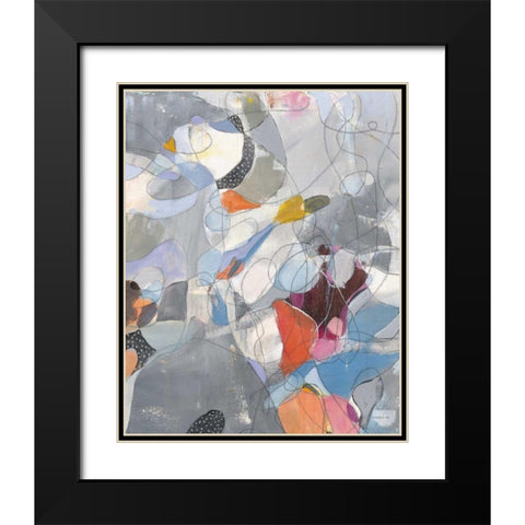 Line Abstract Black Modern Wood Framed Art Print with Double Matting by Nai, Danhui