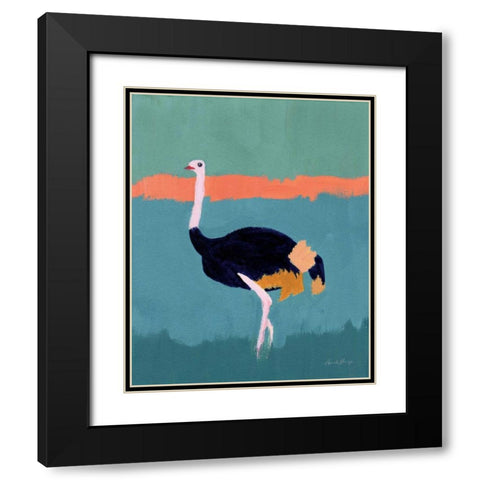 Ostrich Black Modern Wood Framed Art Print with Double Matting by Munger, Pamela