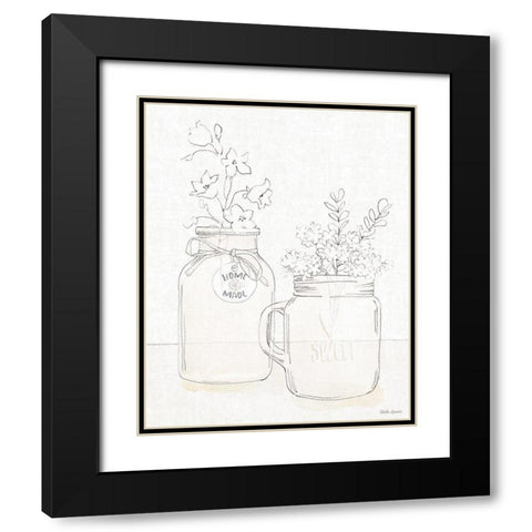 Peaceful Petals II Neutral Black Modern Wood Framed Art Print with Double Matting by Grove, Beth