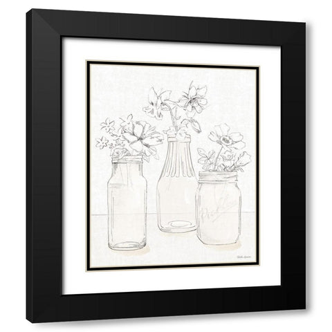 Peaceful Petals III Neutral Black Modern Wood Framed Art Print with Double Matting by Grove, Beth