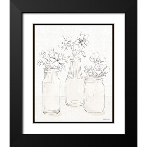 Peaceful Petals III Neutral Black Modern Wood Framed Art Print with Double Matting by Grove, Beth