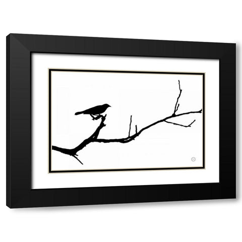 Bird Silhouette Black Modern Wood Framed Art Print with Double Matting by Larson, Nathan