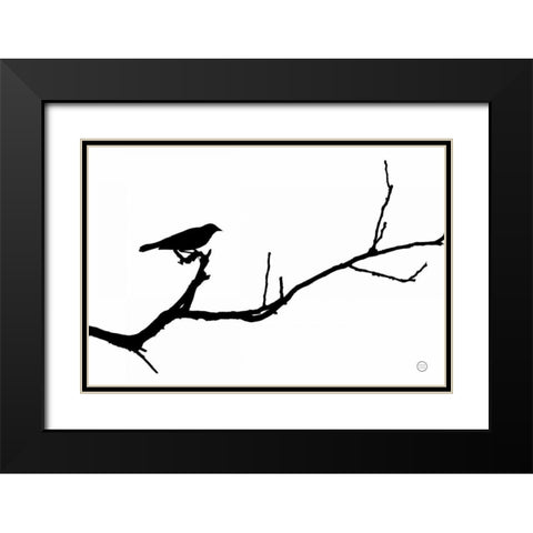 Bird Silhouette Black Modern Wood Framed Art Print with Double Matting by Larson, Nathan