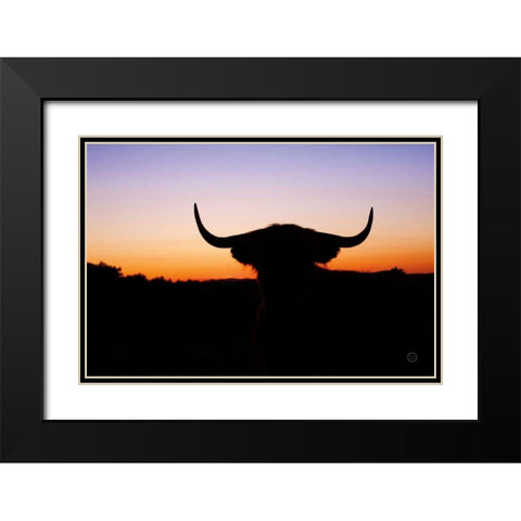 Bull Set Black Modern Wood Framed Art Print with Double Matting by Larson, Nathan