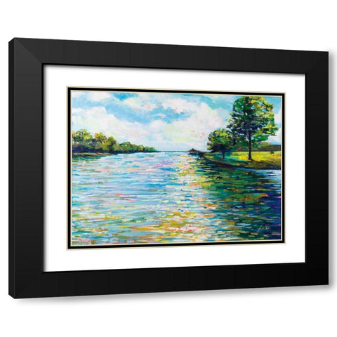 Lake View Black Modern Wood Framed Art Print with Double Matting by Vertentes, Jeanette