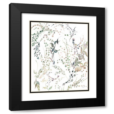 Leafy Tendrils Black Modern Wood Framed Art Print with Double Matting by Rice, Kristy