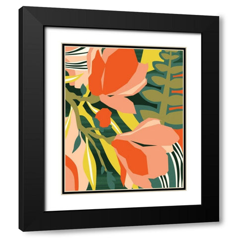 Blossoming Green Black Modern Wood Framed Art Print with Double Matting by Gallagher, Megan