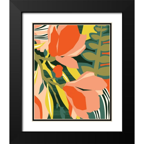 Blossoming Green Black Modern Wood Framed Art Print with Double Matting by Gallagher, Megan