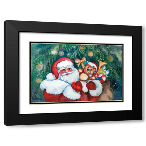 Jolly Santa Black Modern Wood Framed Art Print with Double Matting by McKenna, Kathleen Parr