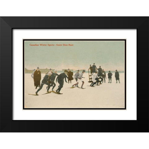 Snow Shoe Race Black Modern Wood Framed Art Print with Double Matting by Wild Apple Portfolio