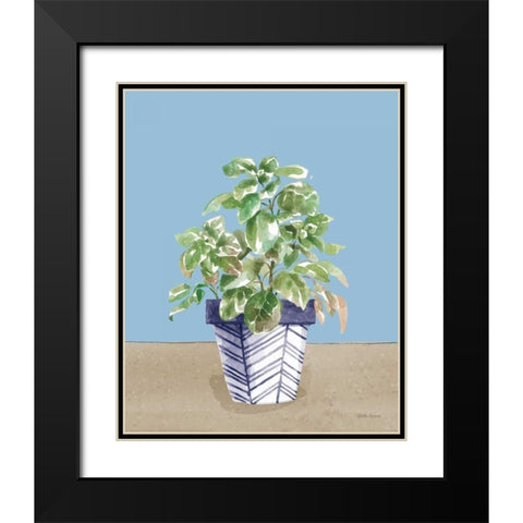 Herb Garden II White Navy Black Modern Wood Framed Art Print with Double Matting by Grove, Beth