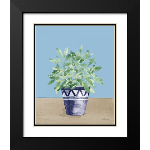 Herb Garden V White Navy Black Modern Wood Framed Art Print with Double Matting by Grove, Beth