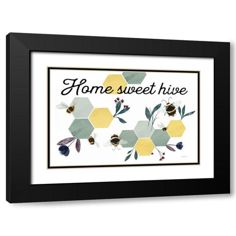 Bees Home Sweet Hive Black Modern Wood Framed Art Print with Double Matting by Thorns, Becky