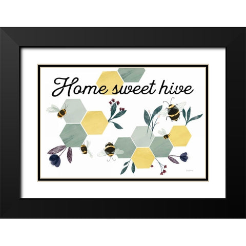 Bees Home Sweet Hive Black Modern Wood Framed Art Print with Double Matting by Thorns, Becky