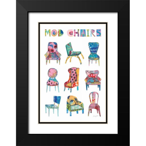 Mod Chairs Nine Up Black Modern Wood Framed Art Print with Double Matting by Prahl, Courtney