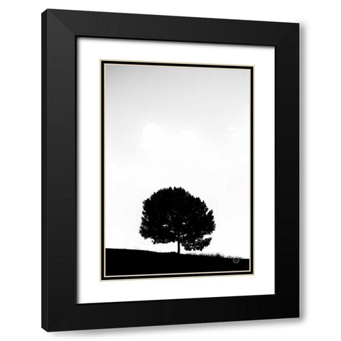 Lone Tree Hill Black Modern Wood Framed Art Print with Double Matting by Larson, Nathan