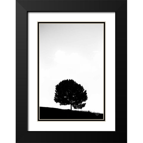 Lone Tree Hill Black Modern Wood Framed Art Print with Double Matting by Larson, Nathan