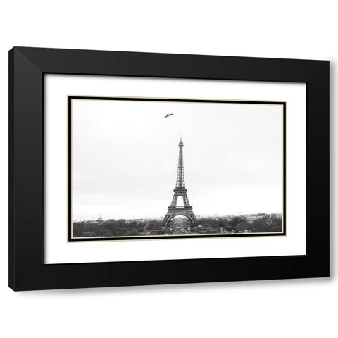 A Birds View of Paris Crop I Black Modern Wood Framed Art Print with Double Matting by Larson, Nathan