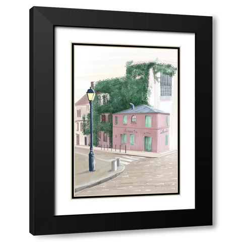 Montmartre Paris Black Modern Wood Framed Art Print with Double Matting by Escalante, Omar